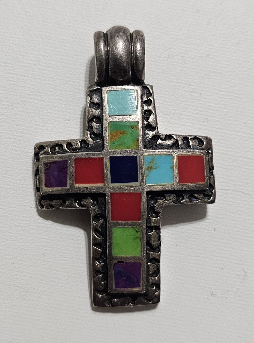 Sterling Silver 925 SE Mulitstone Cross Pendant